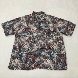 Vintage 90s Caribbean Multicolored Palm Floral Button Up Hawaiian Shirt Mens L.